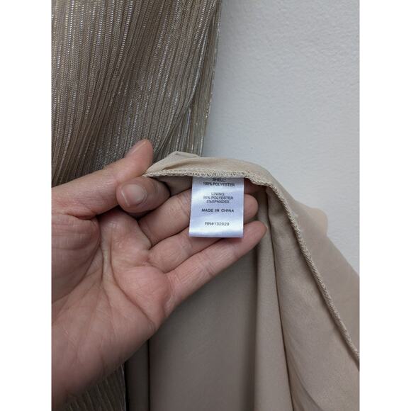 REVOLVE X SUPERDOWN Hailee High Slit Gold Slit Champagne Maxi Dress Size L NWT - Picture 8 of 13